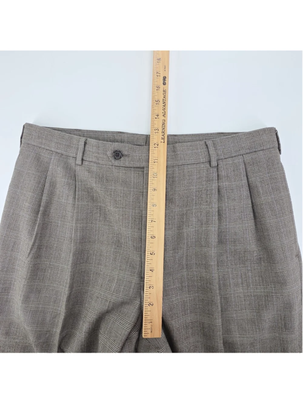 Brooks Brothers 1818 Madison Dress Pants Mens 35x29 Brown Glen Plaid 100% Wool